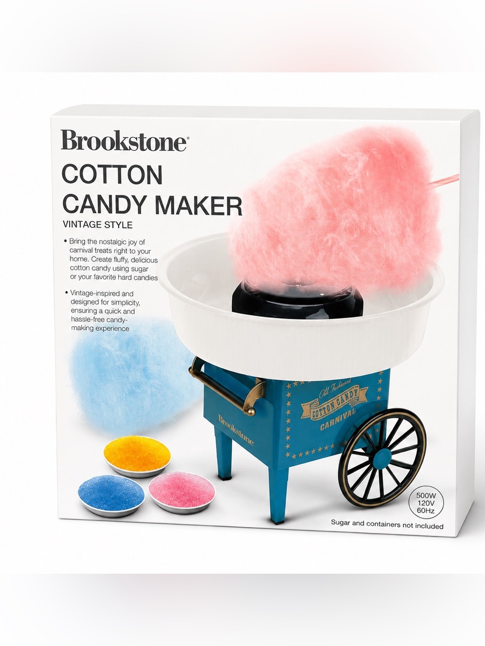 Brookstone Cotton Candy Maker with Teal Cart NIB Make Sweet Cotton Candy at Home